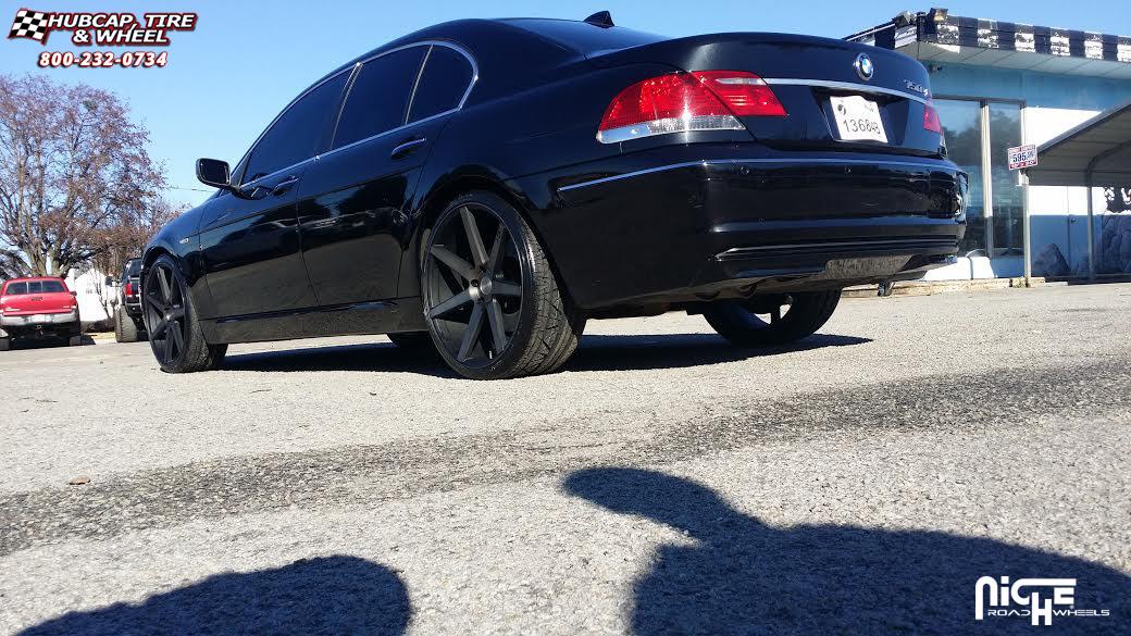 vehicle gallery/bmw 750i niche verona m150  Black & Machined with Dark Tint wheels and rims